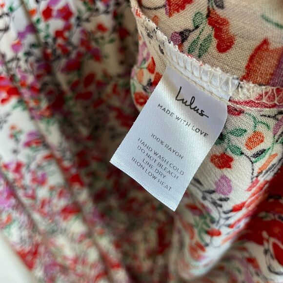 Lulus View From The Meadow Cream Floral Print Off The Shoulder Dress Size L - Picture 6 of 8